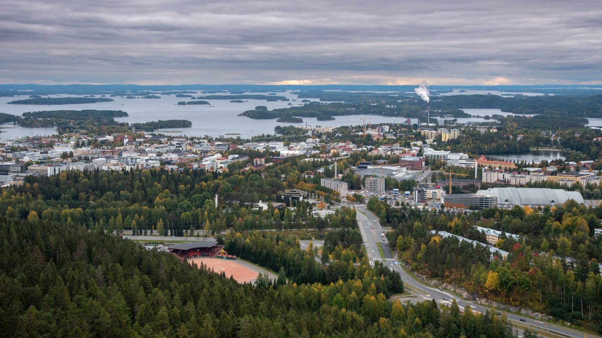View from Puijo over central Kuopio and Lake Kallavesi